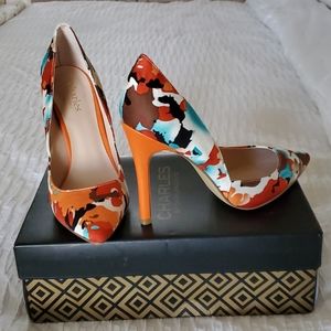 Charles by Charles David orange floral print pumps